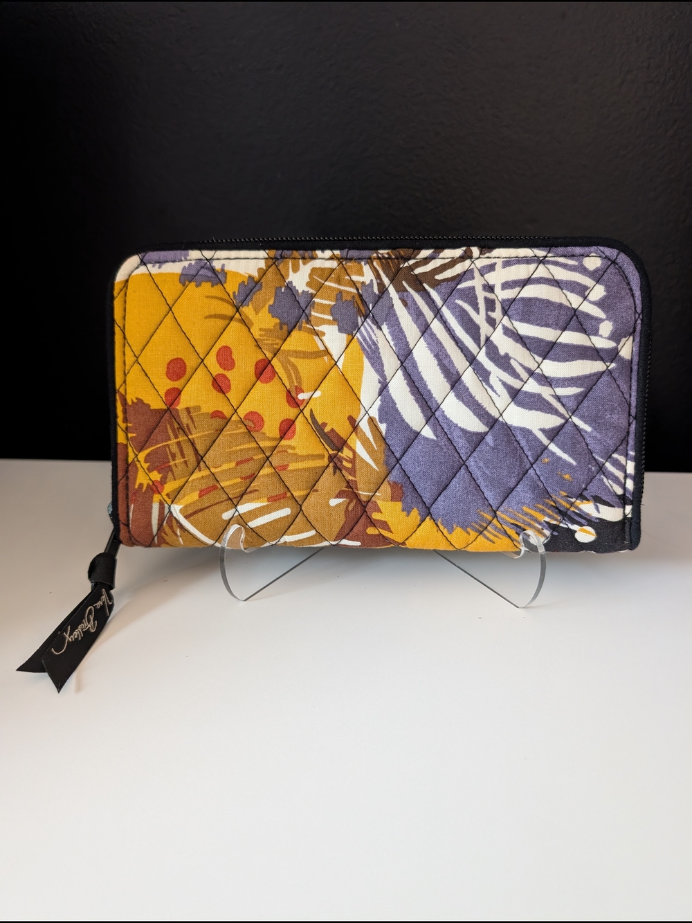 Vera Bradley Quilted Wristlet with Yellow Floral Accents